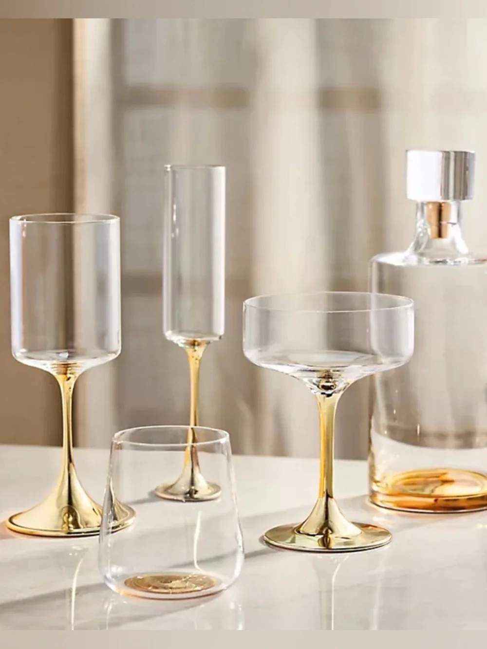Anthropologie Morgan Metallic Wine Glasses, Set of 2, NIP